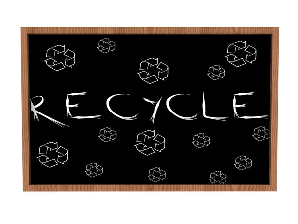 Símbolo de reciclagem no quadro negro — Fotografia de Stock