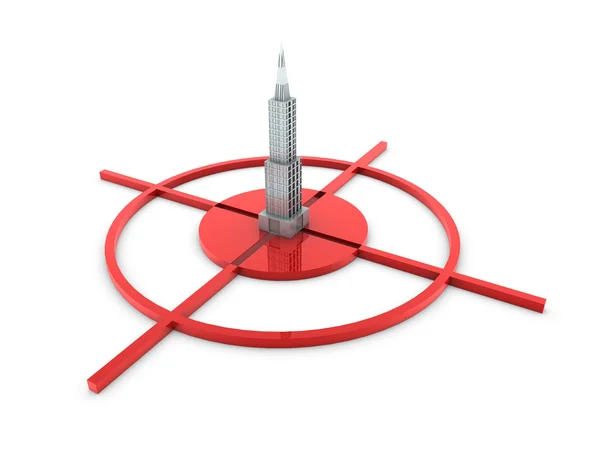 Tower on red target — Stock Photo, Image