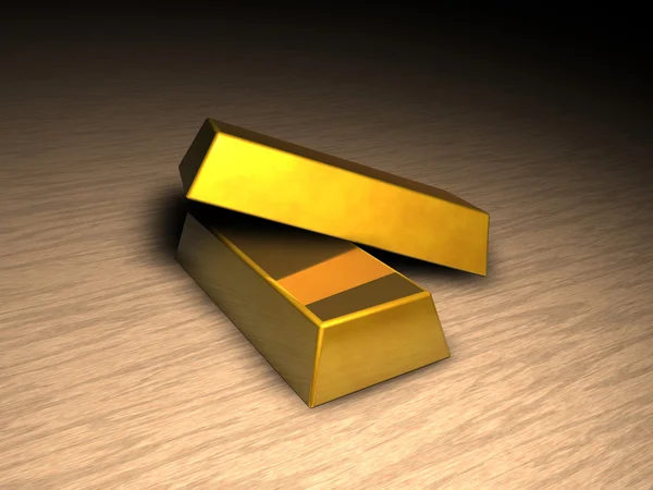 Two gold bars on floor — Stock Photo, Image