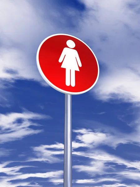 Sinal de mulher para tráfego — Fotografia de Stock
