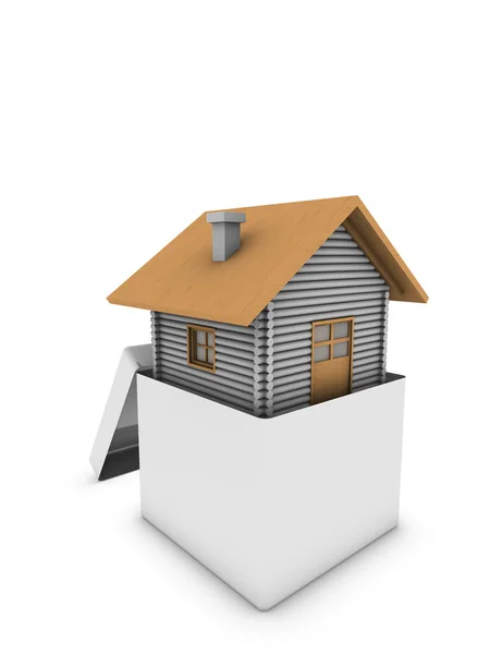 3D domů v poli — Stock fotografie