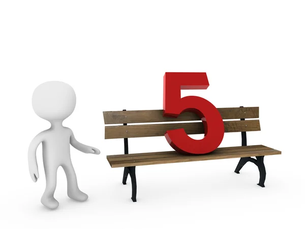 Number five on bench — Stock Photo, Image