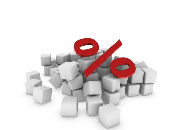 Red por cento em caixas brancas — Fotografia de Stock
