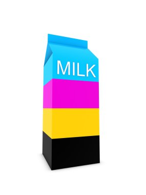 Milk box cmyk colors clipart