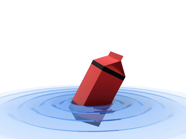 Milchbox in Wasser — Stockfoto