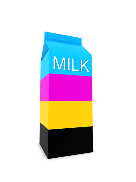 Caja de leche cmyk colores — Foto de Stock