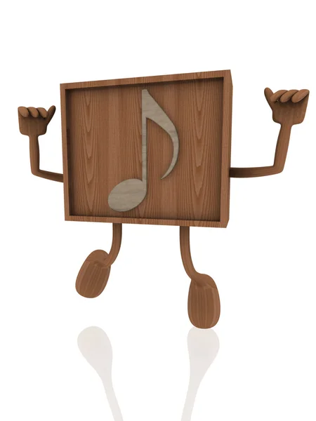 Musical note on wooden banner — Stock Photo, Image