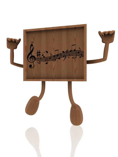 Музична нота на дерев'яному банері — стокове фото