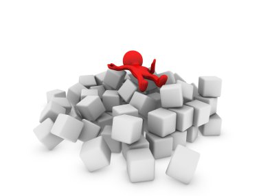 Red man on cubes clipart