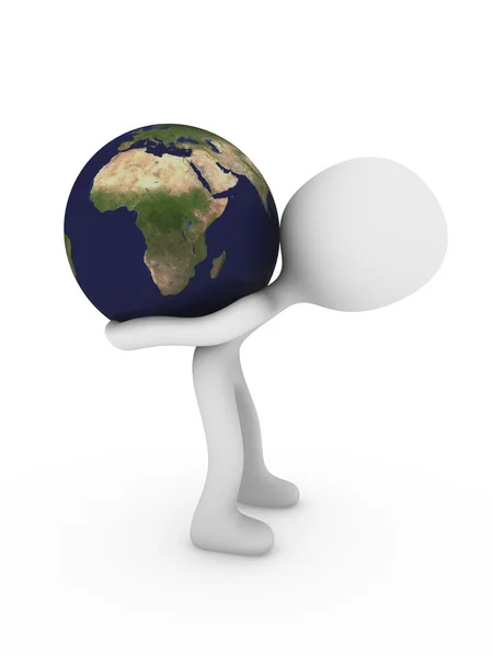 3d person carry world globe — Stock Photo, Image