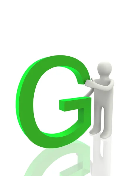 Letter G and 3d person — Stock Photo, Image