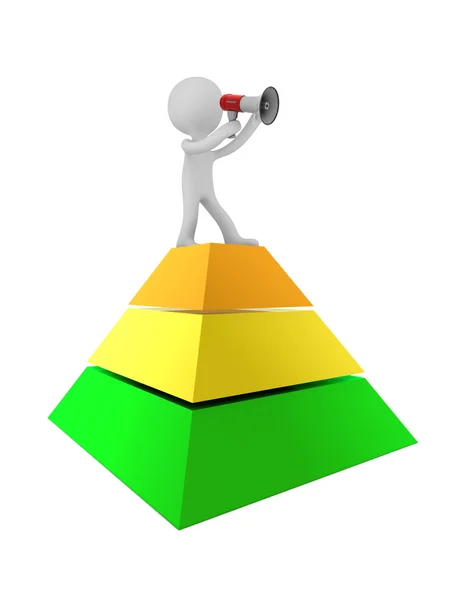3d person with megaphone on chart — Stock Photo, Image