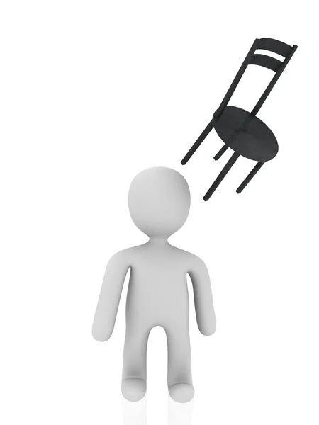 3d figure with chair in head — Stock Photo, Image