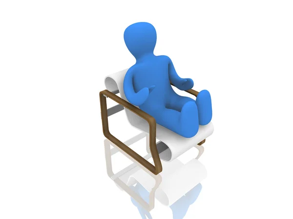 3D person på stol — Stockfoto