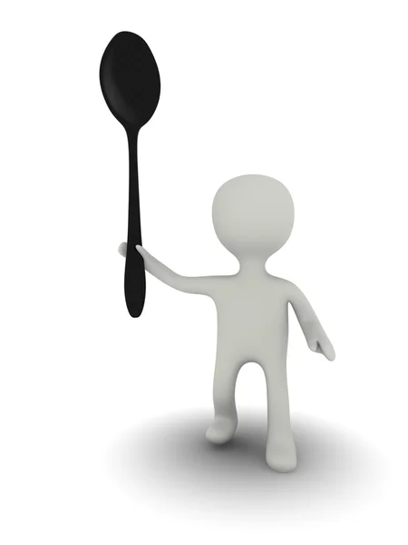 3d persona con cucchiaio — Foto Stock