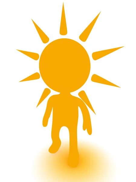 3 d の人の頭の上の太陽と — ストック写真