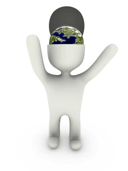 World globe in human head — Stock Photo, Image