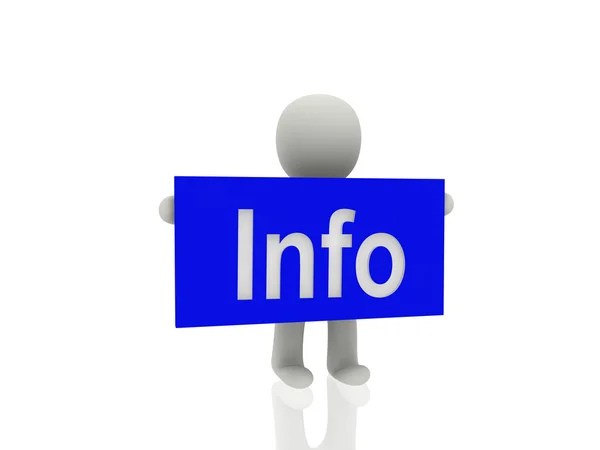 3D person med information banner — Stockfoto