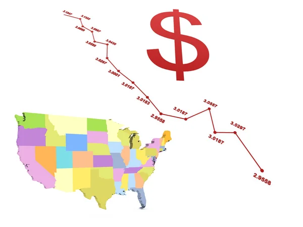 Variaciones de dólar con mapa americano — Foto de Stock