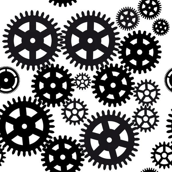 Seamless gear and cogwheel background on black background — Stock Vector