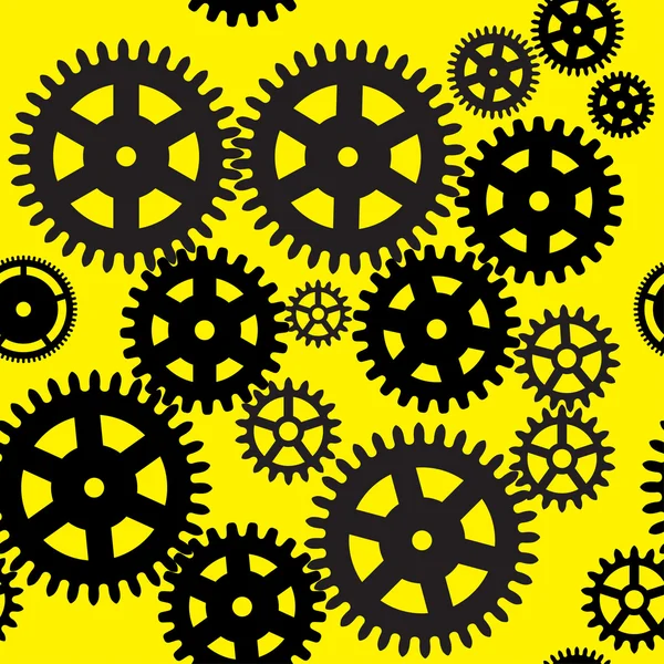 Seamless gear and cogwheel background on yellow background — Stock Vector