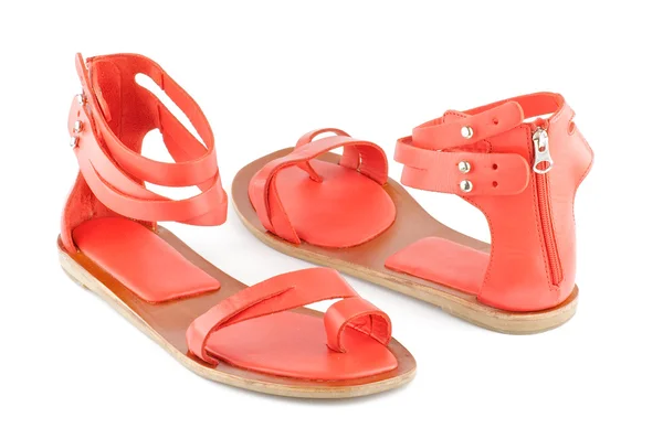 Sapatos abertos femininos vermelhos — Fotografia de Stock