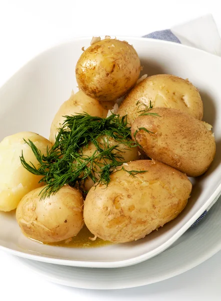 Nové brambory vařené closeup — Stock fotografie