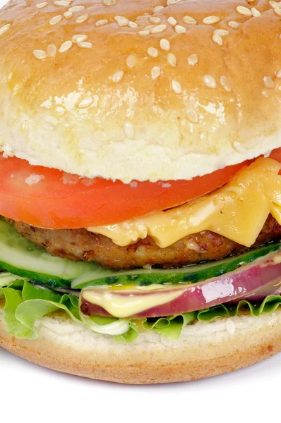 Вкусный гамбургер крупным планом — стоковое фото