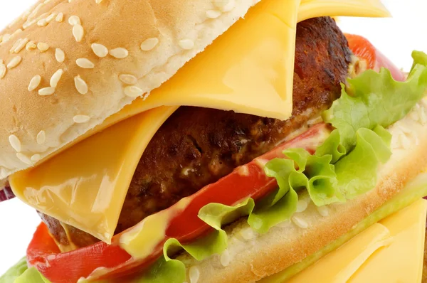 Smakelijke cheeseburger uitknippad — Stockfoto