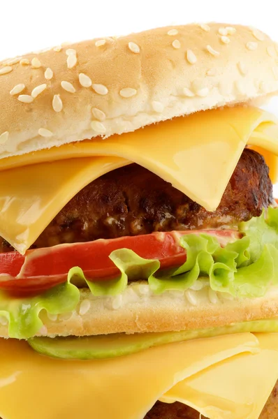 Smaczne cheeseburger zbliżenie — Zdjęcie stockowe