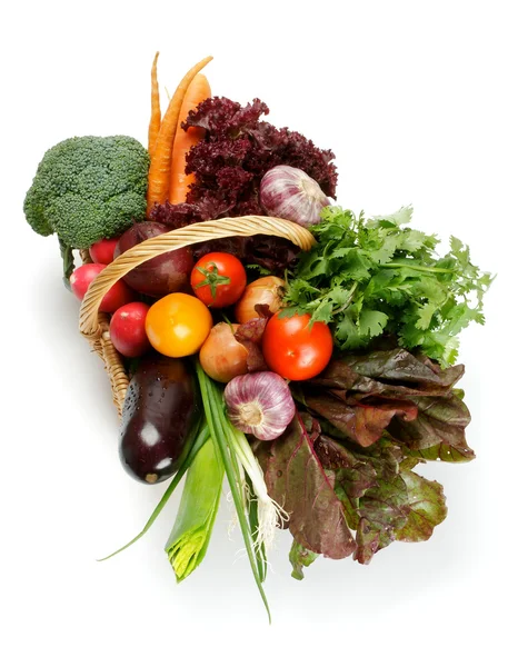 Vista superior de la cesta de verduras — Foto de Stock