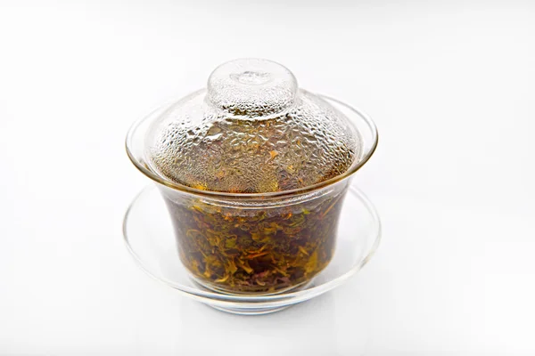 Genomskinligt glas med grönt te — Stockfoto