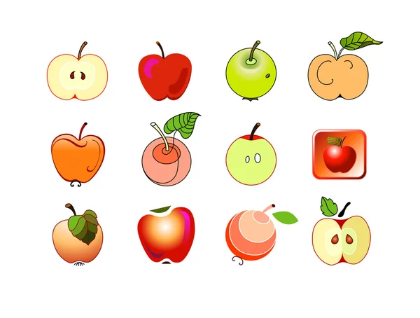Äpfel dekoratives Set — Stockvektor