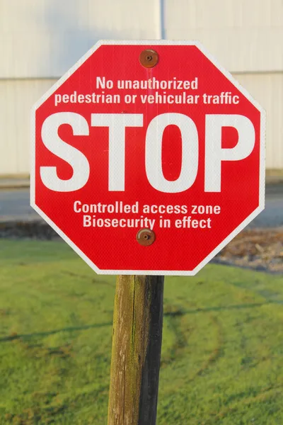 Bio-segurança Stop Sign — Fotografia de Stock