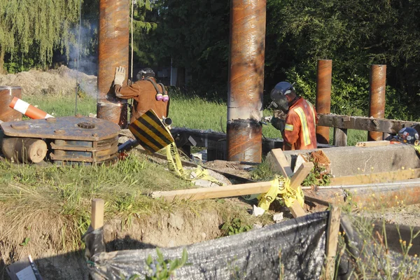 stock image Two welders on Construction Site