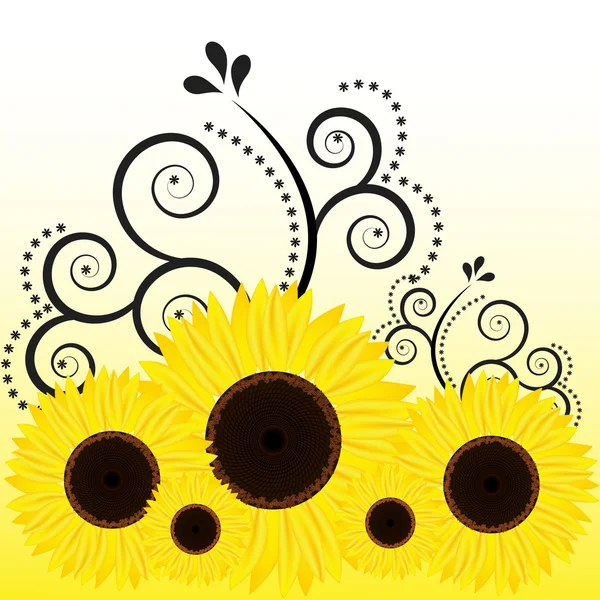 Autumn design with sunflower and wheat — Stock Vector