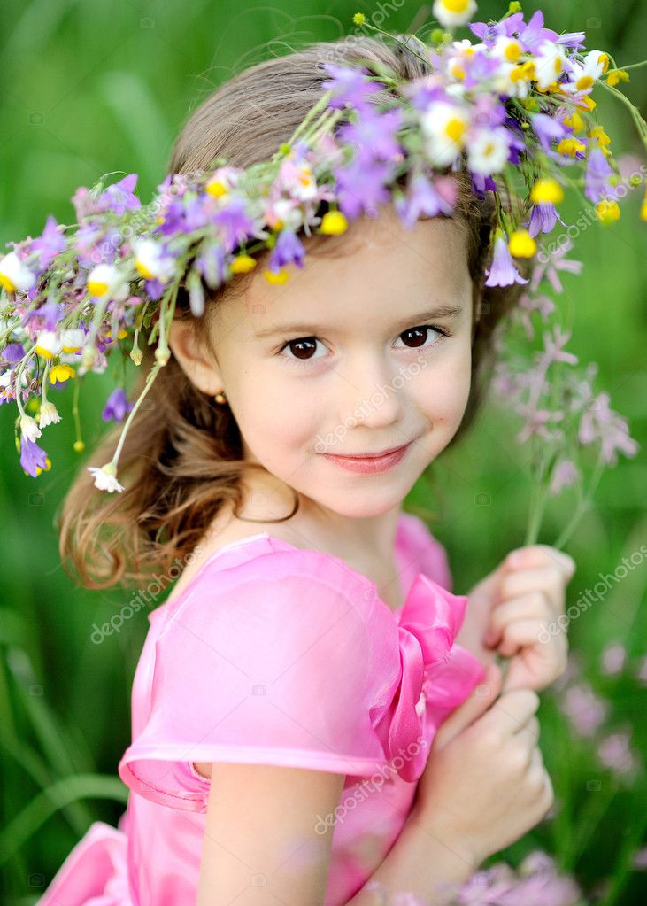 Portrait of little girl outdoors in summer — Stock Photo © zagorodnaya ...