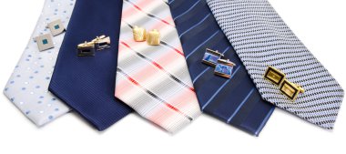 Man cuff links and tie isolated on white clipart