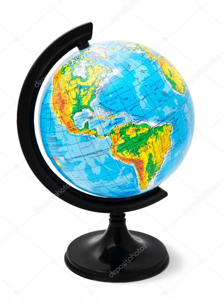 Physical globe isolated on a white