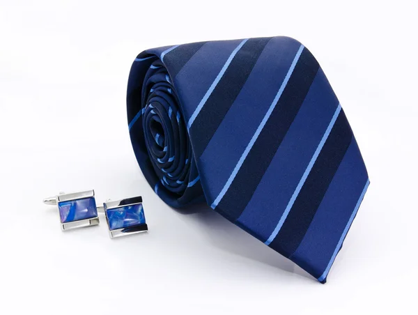 Adam kol düğmeleri ve kravat izole — Stok fotoğraf