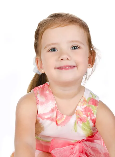 Portrét roztomilé usmívající se holčičky v šatech princezny — Stock fotografie