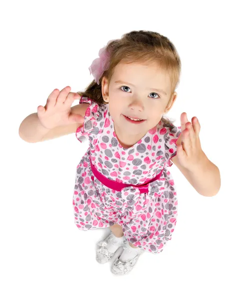 Portret van schattig klein meisje geven haar handen — Stockfoto