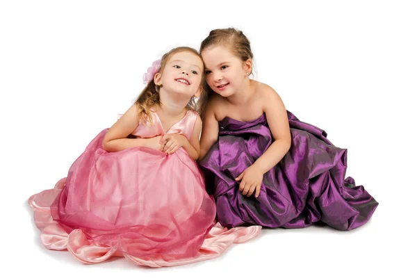 Two little girls speaking with each other — Stock Photo, Image