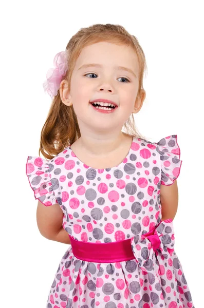 Porträtt av söt leende liten flicka — Stockfoto