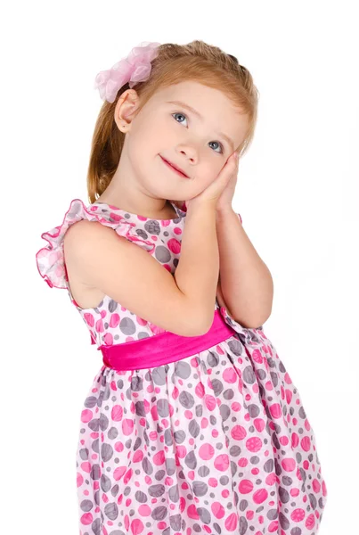 Portré aranyos mosolygós kislány — Stock Fotó