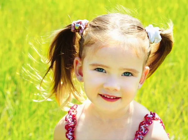 Маленька дівчинка на лузі в літній день — стокове фото