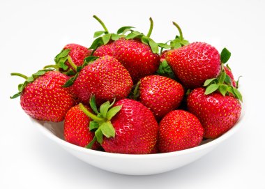 Red strawberry in the bowl closeup clipart