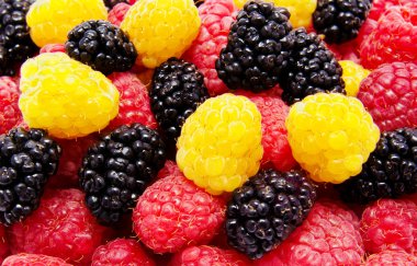 Red and yellow raspberry mulberry background clipart