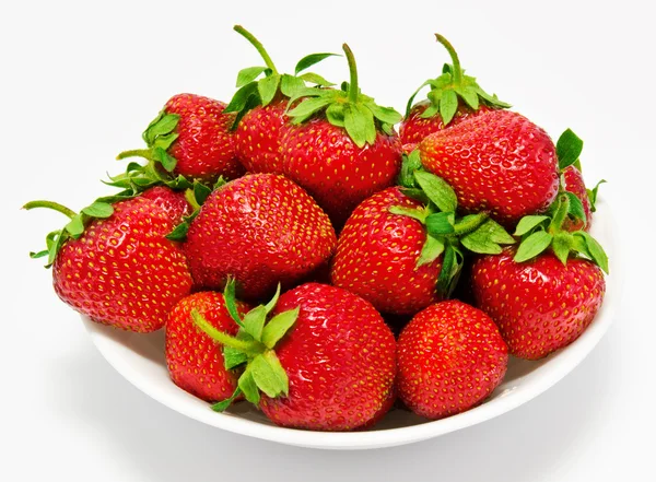 Röd jordgubbe i skål närbild — Stockfoto