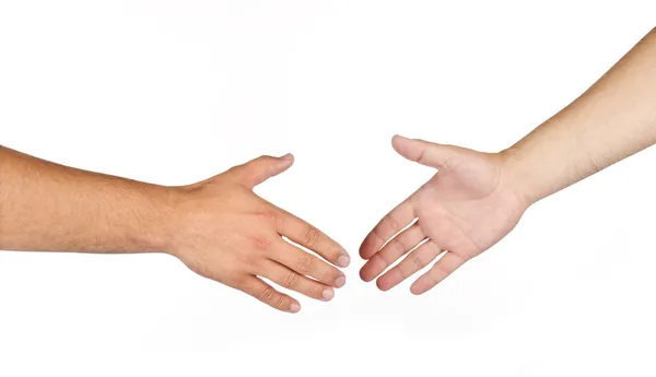 Пожмите руки двум изолированным мужчинам — стоковое фото